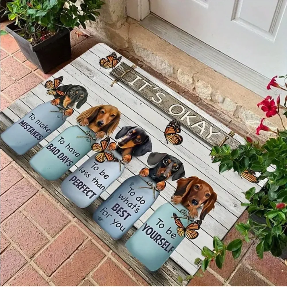 Dachshund Dog Themed Double-Sided Doormat Dog Food Mat
